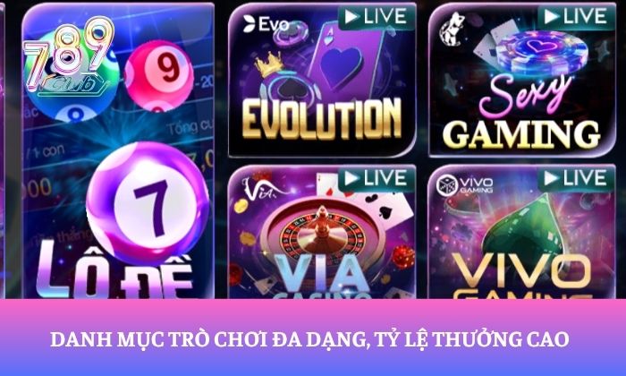 Giới thiệu 789Club 3 Danh mục trò chơi đa dạng, tỷ lệ thưởng cao